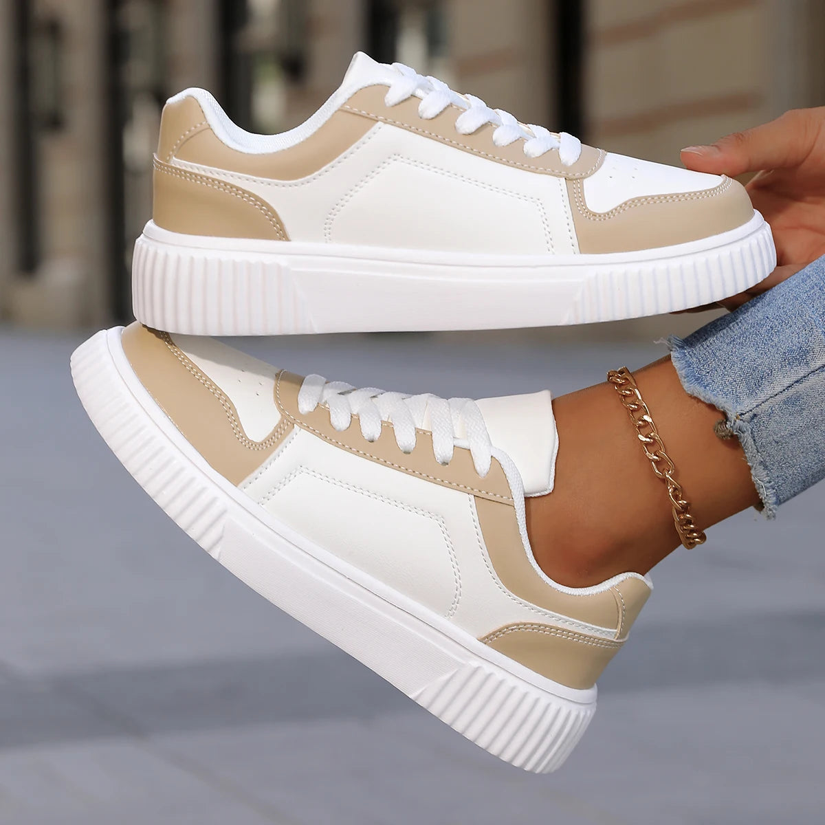 YRZL Women's Sneakers Autumn White Shoes Lightweight Thick Sole/Non Slip Shoes Casual Sports Shoes for women