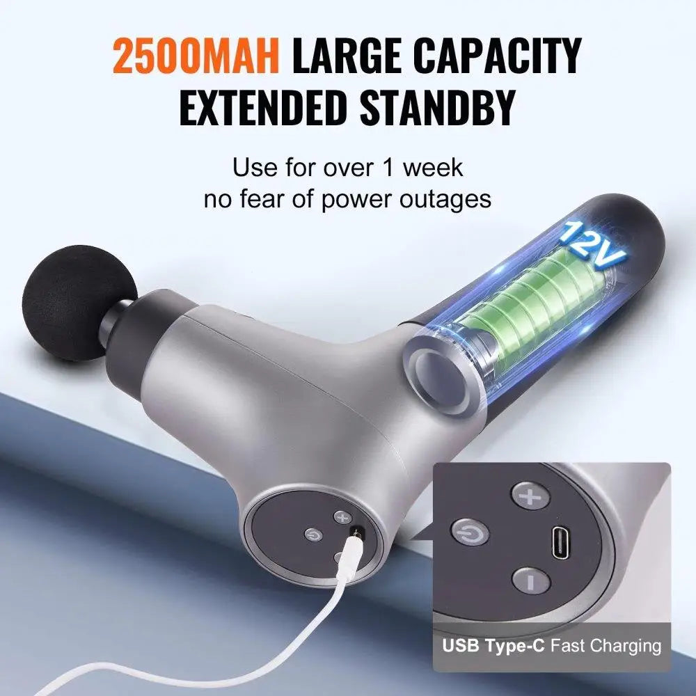 Deep Tissue Massage Percussion Muscle Massager for athletes/6 Levels 4 Massage Heads 12V 2500mAh Handheld Electric