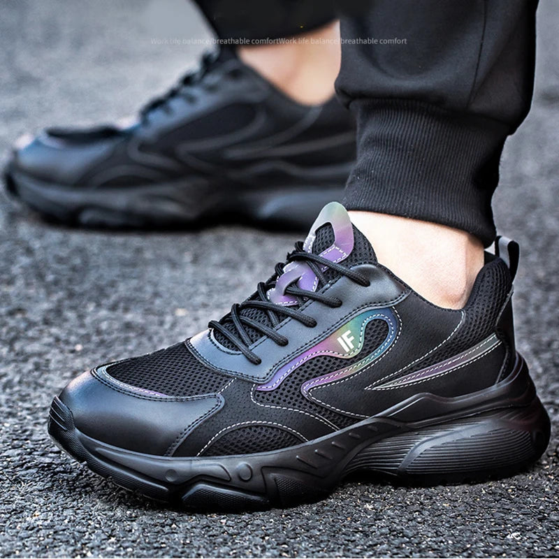 Men's Safety Shoes Working Protective Shoes Steel Toe Anti Smash/Anti Piercing Work Shoes Men Knit Sports Running Sneakers