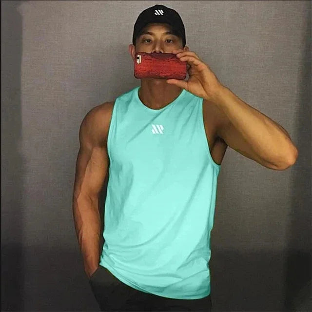 Mens fitness gyms Tank top men Fitness sleeveless shirt Male mesh breathable/Sports vest Undershirt Gyms Running vest men
