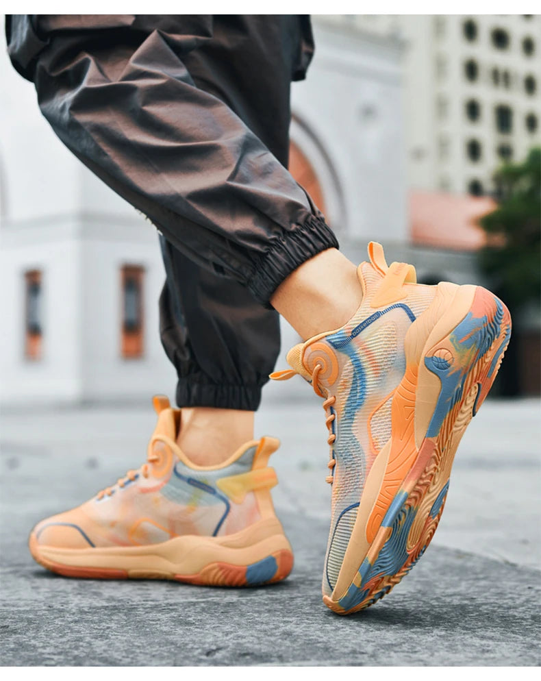 Men's Basketball Shoes Mid Basketball Sneakers/Non-Slip Outdoor Cushioning Workout Shoes