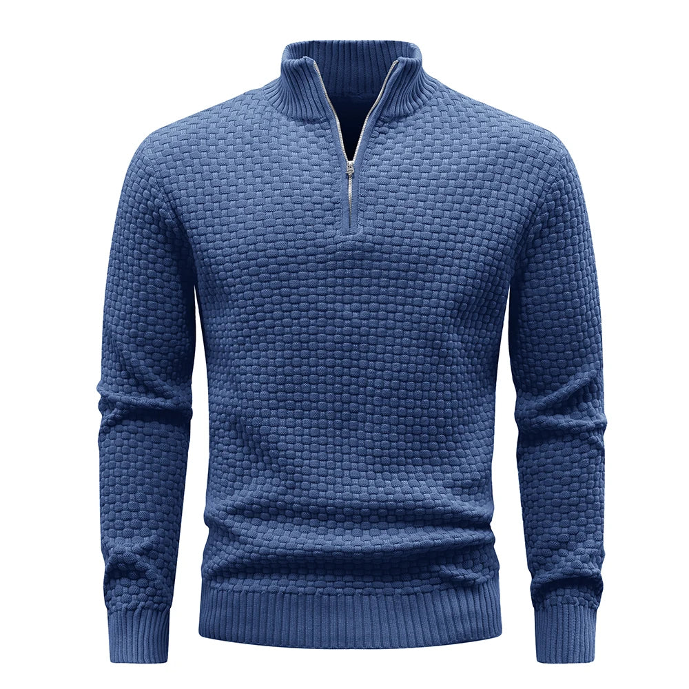 Men's Sweater Spring Outer Wear Quarter Zip Sweaters Polo Zip Pullover/Cable Knit Mock Neck Turtleneck Top US Size