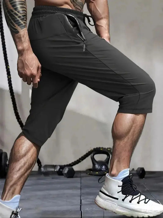 Men High Elasticity Summer Casual Shorts Drawstring Pockets/Breathable Nylon Lightweight Stretchy Athletic Wear