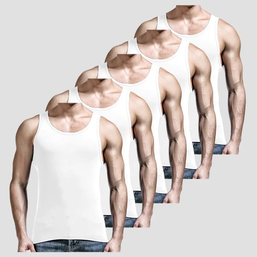 5PCS Men's summer trendy slim-fit hurdling style/wearing men's tight-fitting Tank Tops