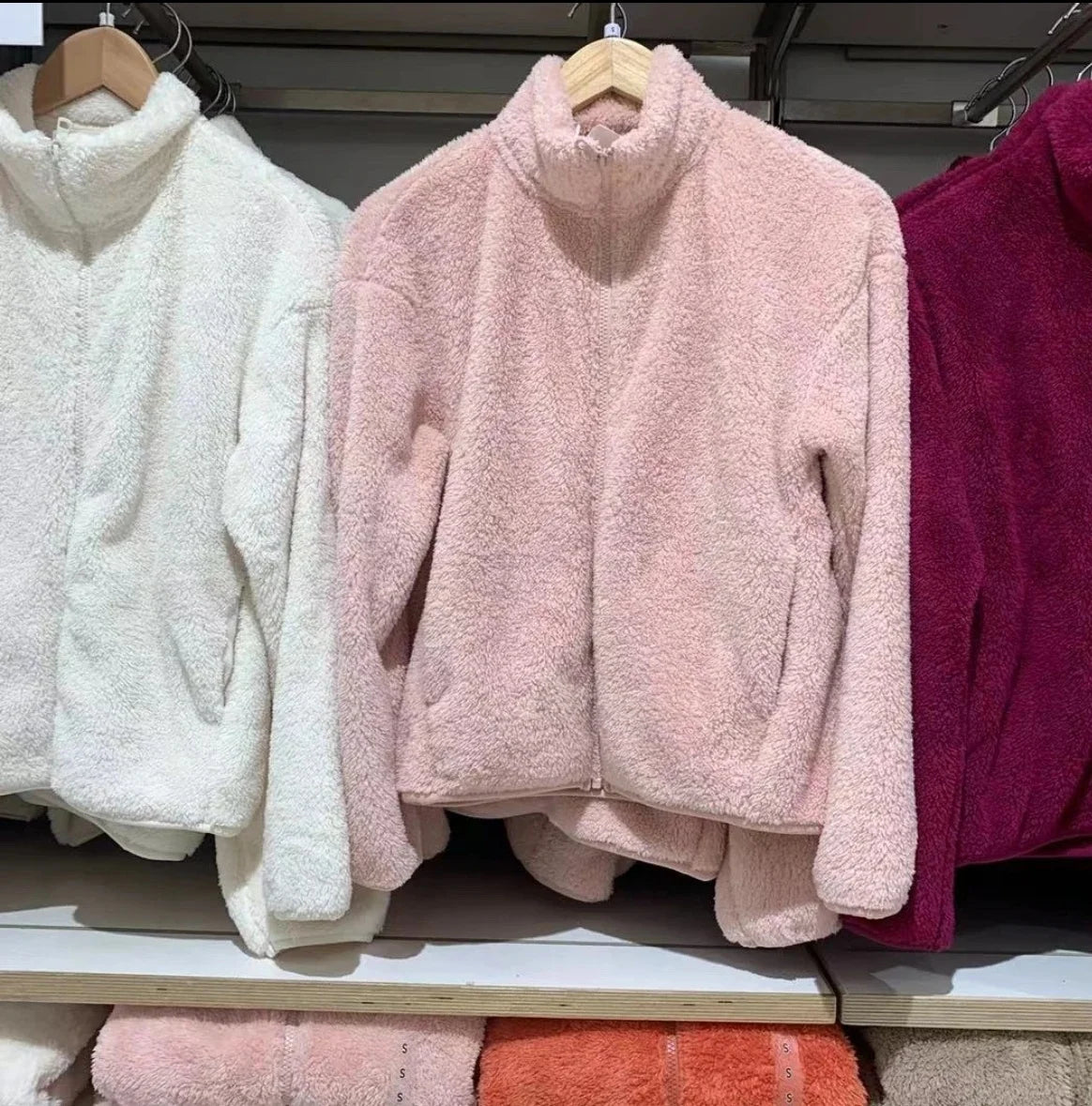 Autumn Winter Women's Long Velvet Fleece Zipper Sleeve Coat Warm/Coral Fleece Jacket Full Length Outerwear Comfortable Coat