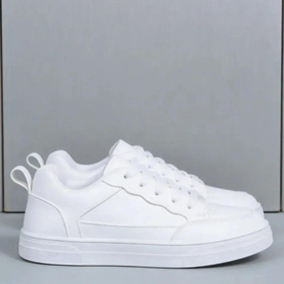 Women's/Men's All White Casual Sneakers Breathable Lace-Up/Platform Shoes Fashion Daily Walking Sneakers for All Seasons