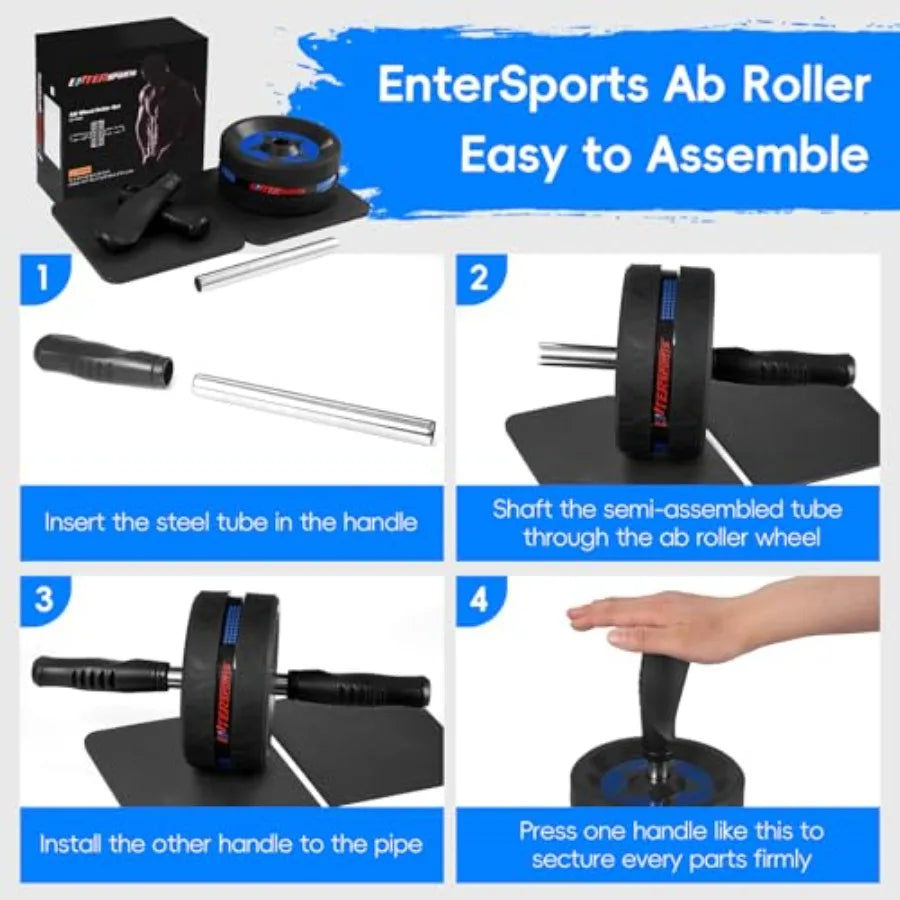 Ab Roller Wheel for Abs Workout Abdominal Exercise Equipment/with 2 Knee Pads for Home Gym Core Strength Training Fitness