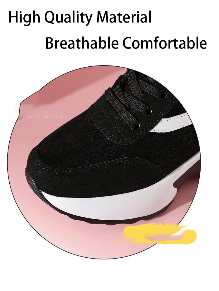 Women Air Cushion Sneaker Insole Increase Height/Brand Sport Shoes High Bottom Outdoor Daily Walking Shoes