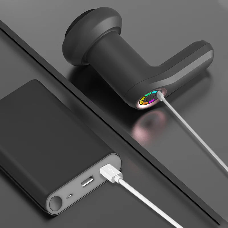 Portable Massage Gun Multifunctional Massager with 5 Massage Heads/USB Charging and Fat Pushing Machine White Suitable for Body