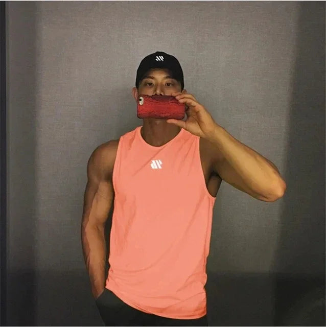Mens fitness gyms Tank top men Fitness sleeveless shirt Male mesh breathable/Sports vest Undershirt Gyms Running vest men