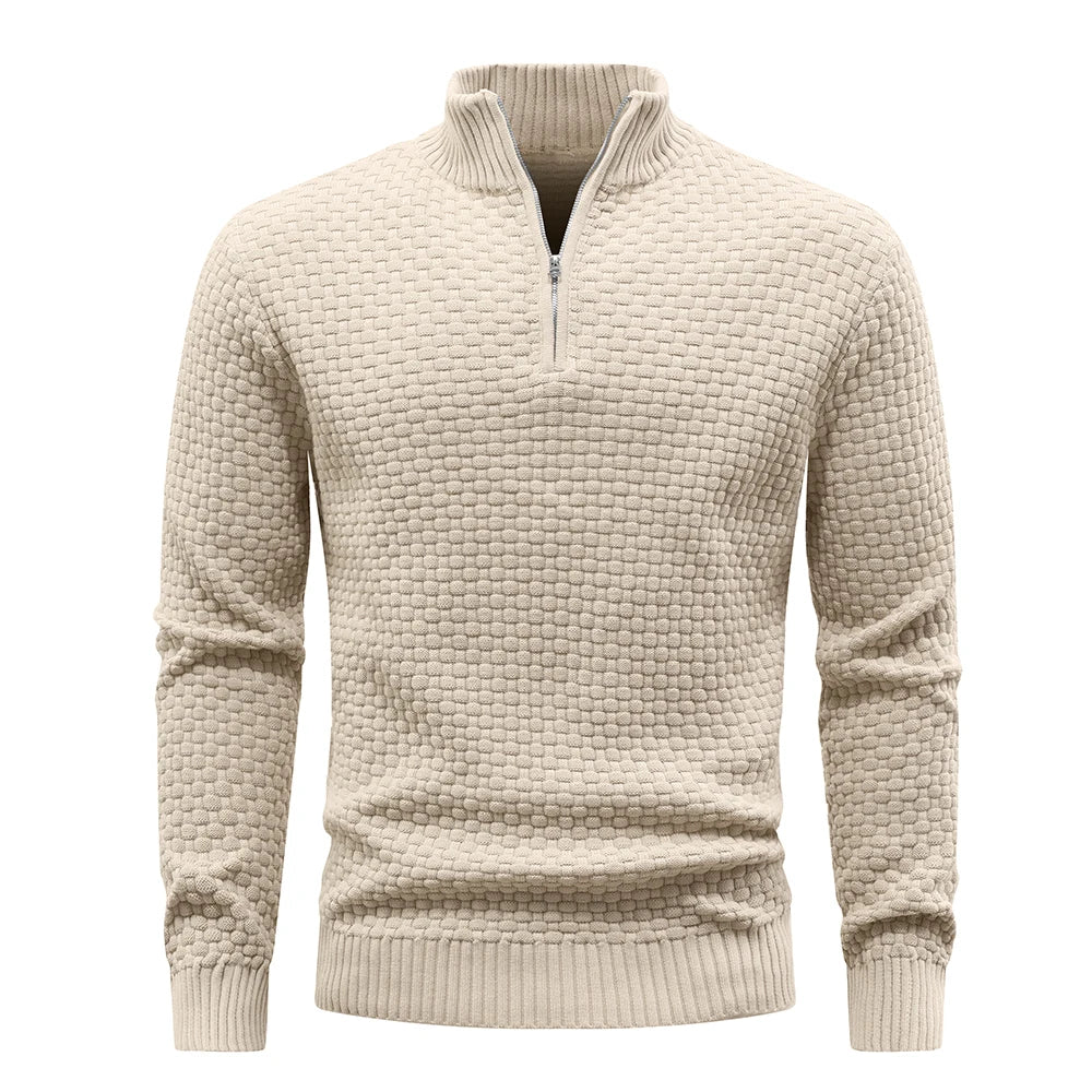 Men's Sweater Spring Outer Wear Quarter Zip Sweaters Polo Zip Pullover/Cable Knit Mock Neck Turtleneck Top US Size