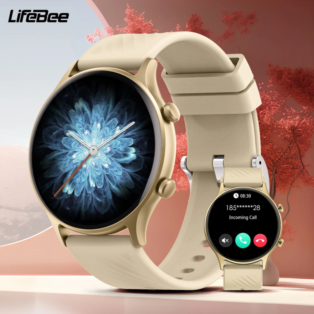 LIEFBEE Round smartwatch can answer/make calls, over 100+ Sportports modes/heart rate sleep monitoring step counting