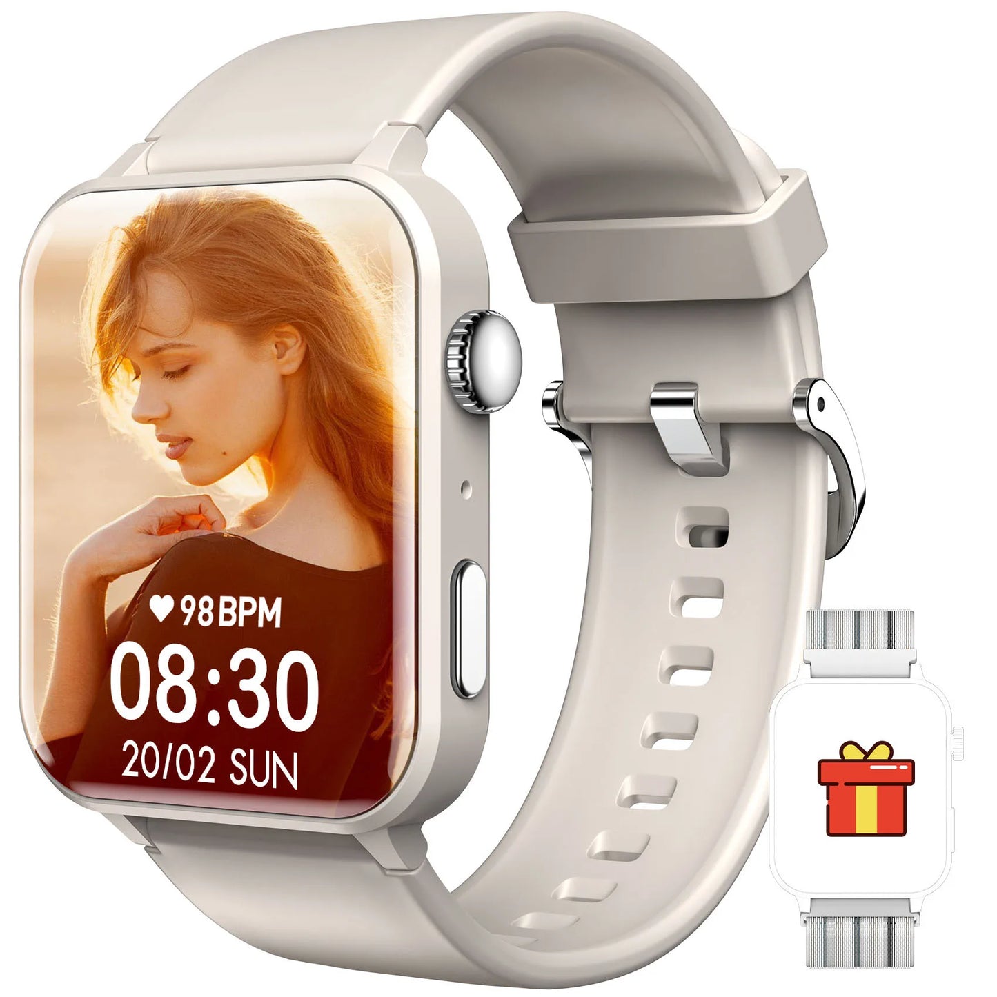 Blackview R30Pro Gray Smartwatch 1.85'' BT Call Waterproof Smart Watch Heart Rate/SpO2 Monitor Man Woman Watches for Android IOS