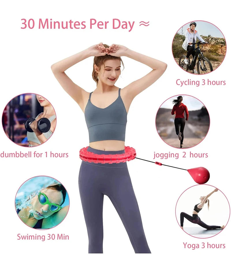 Weighted Hula Circle Hoops for Adults Weight Loss Plus Size/for Adults Smart Exercise 2 in 1 Adjustable with Detachable Knots