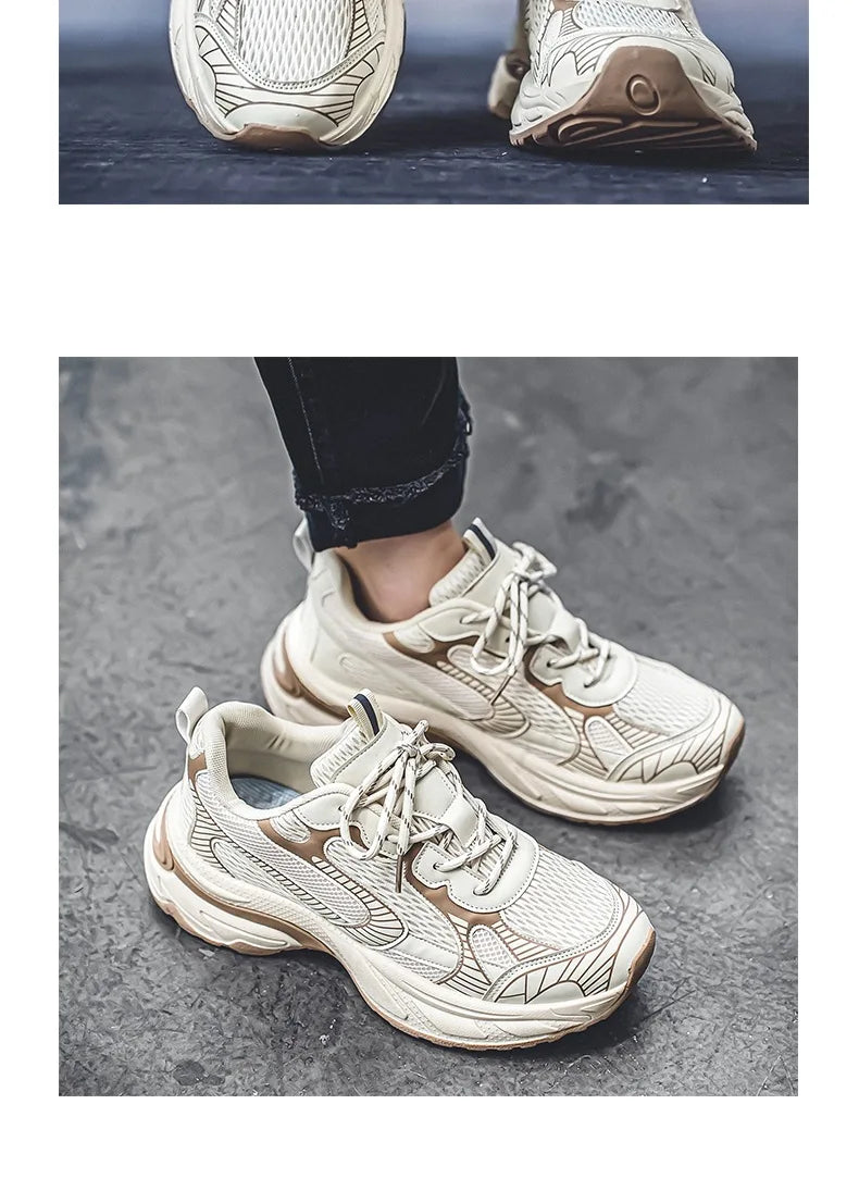 Fashion Retro Men's Shoes Design Sports Running Shoes for Men/Unique Design Sneakers Casual Trendy Thick Soled Shoes
