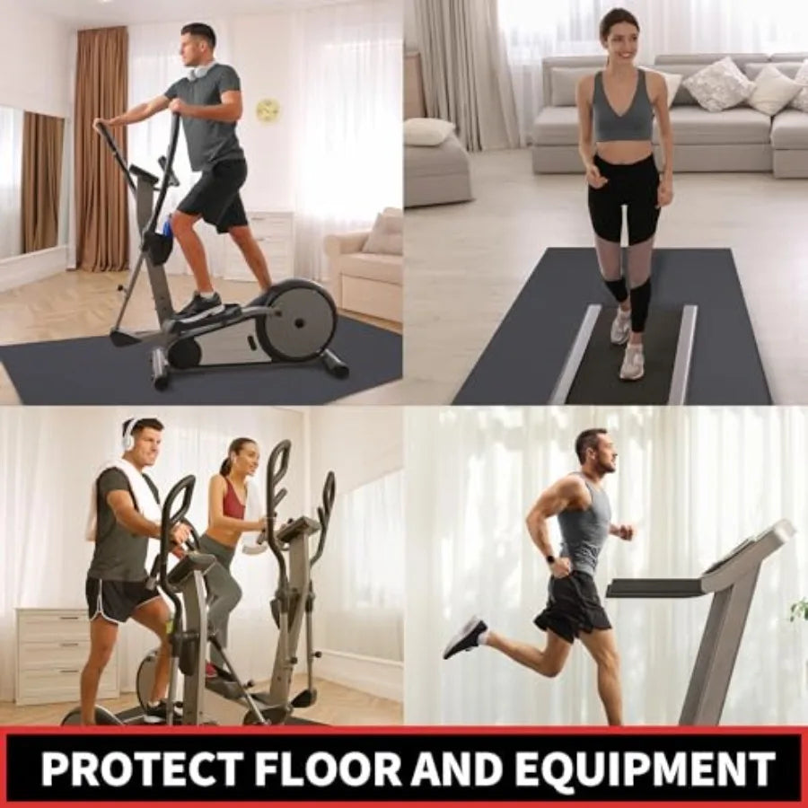 Treadmill Mat, 7'x3', 6mm Thick Exercise Equipment Gym Mat/for Hardwood Floor Carpet Compatible with Peloton Bike
