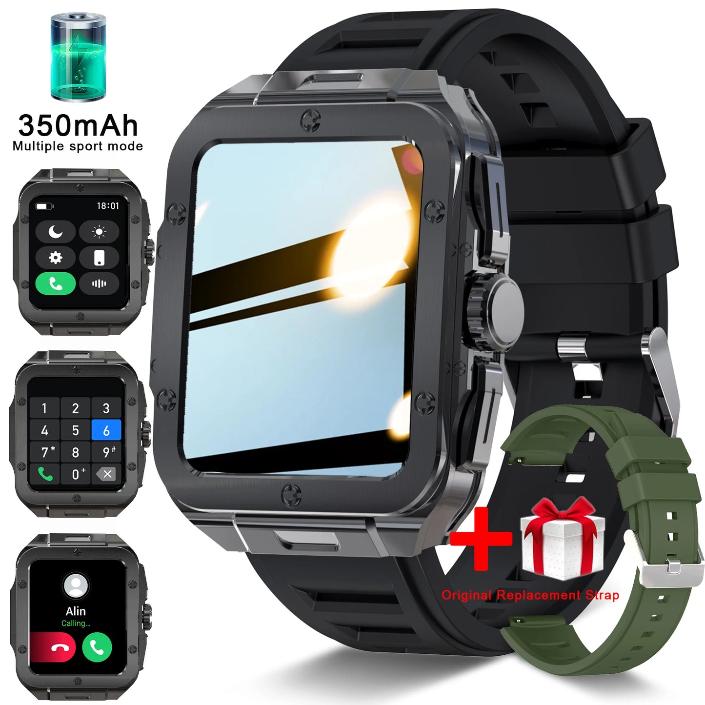 1.85" Touchscreen Smartwatch With 350mAh Battery/Call and Message Alerts Fitness Tracking, Smart Watch For Android & Iphone