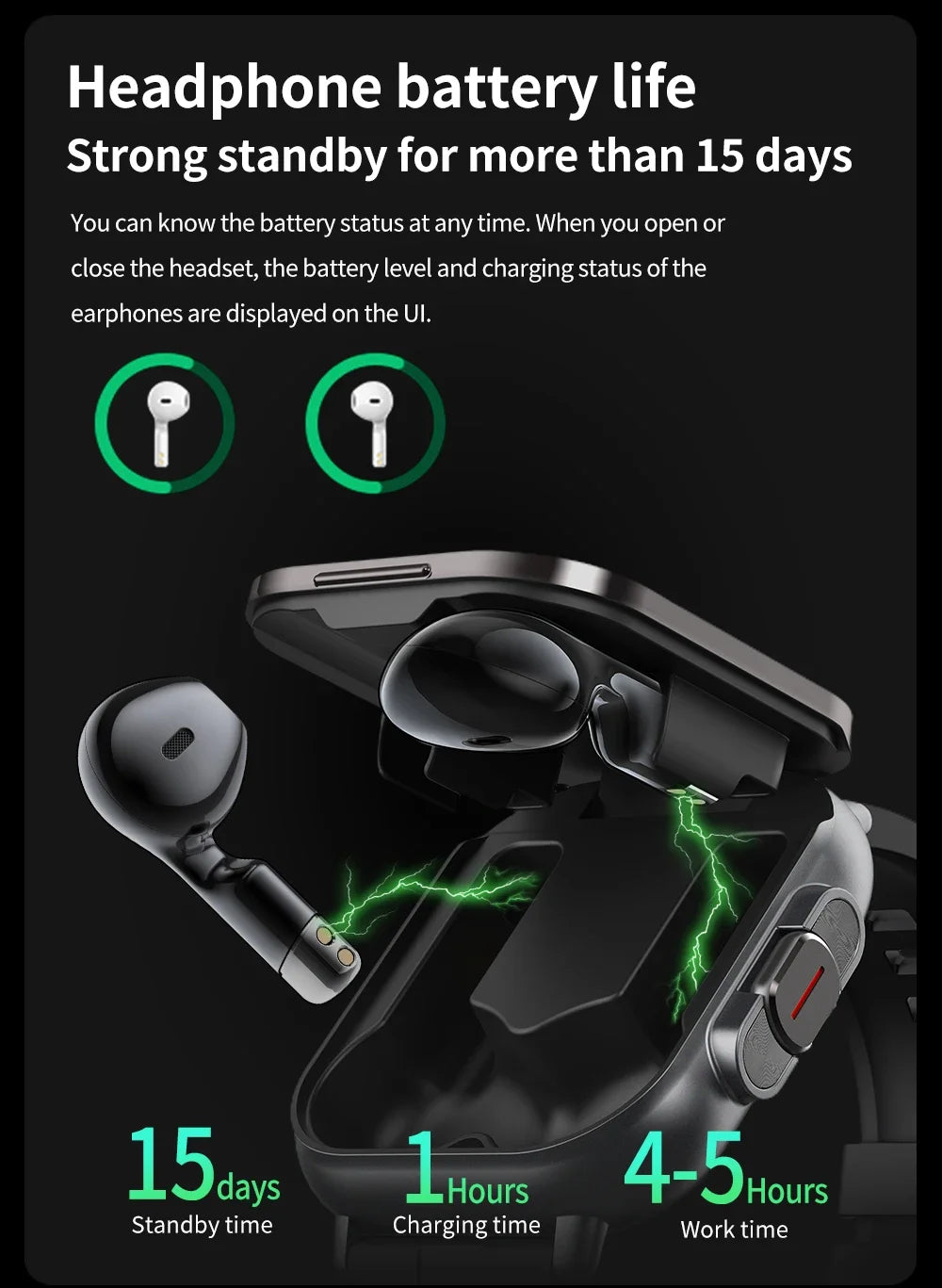 2025 D8 Smartwatch NFC Heart Rate Monitor Earbuds/Music Control Pedometer For iPhone Android