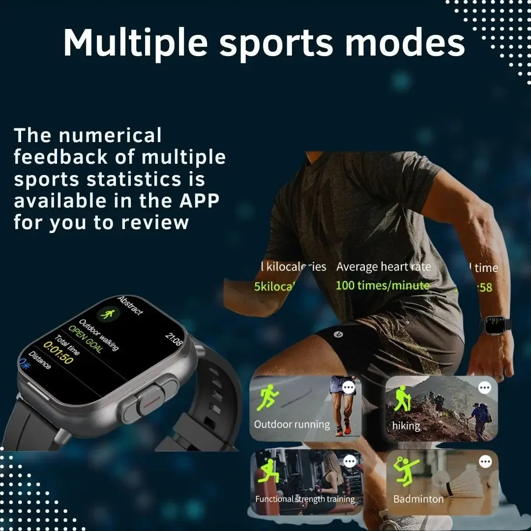 2025 D8 Smartwatch NFC Heart Rate Monitor Earbuds/Music Control Pedometer For iPhone Android