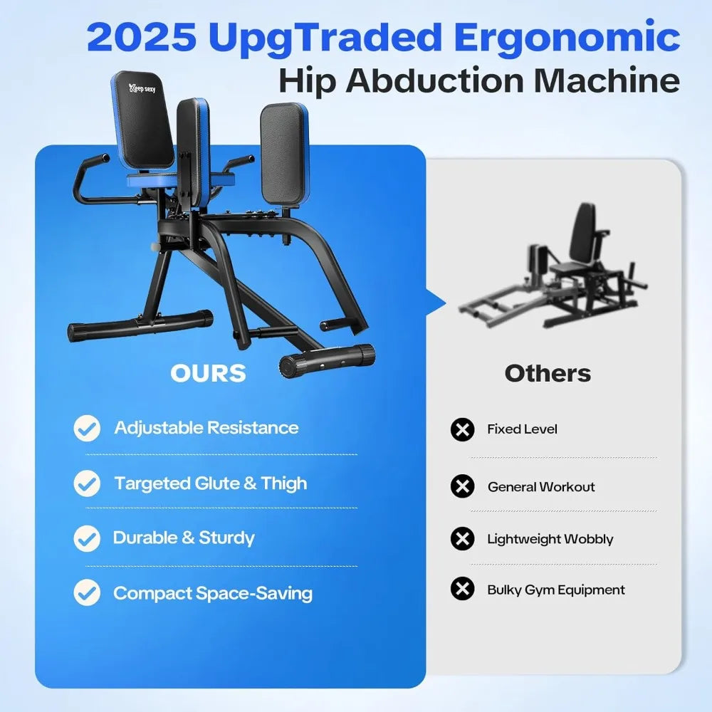 Hip Abductor Machine for Home Gym 6-Level Thigh/Exercise Equipment w/ Bonus Resistance Band