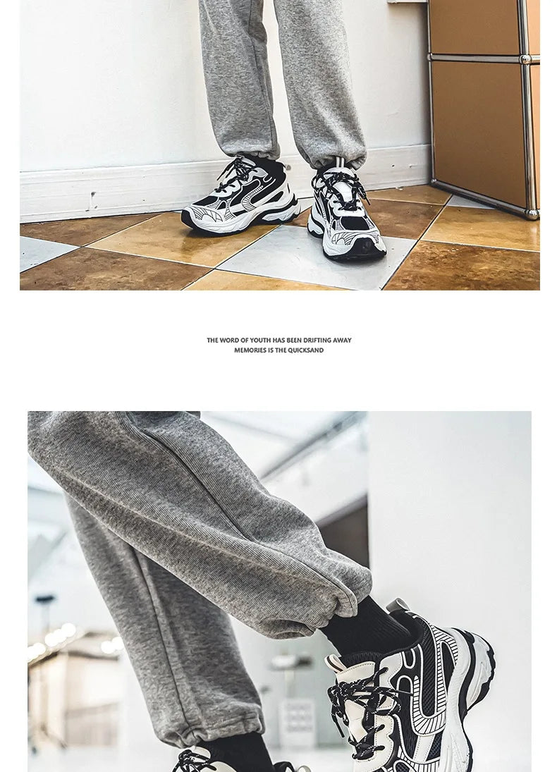 Fashion Retro Men's Shoes Design Sports Running Shoes for Men/Unique Design Sneakers Casual Trendy Thick Soled Shoes