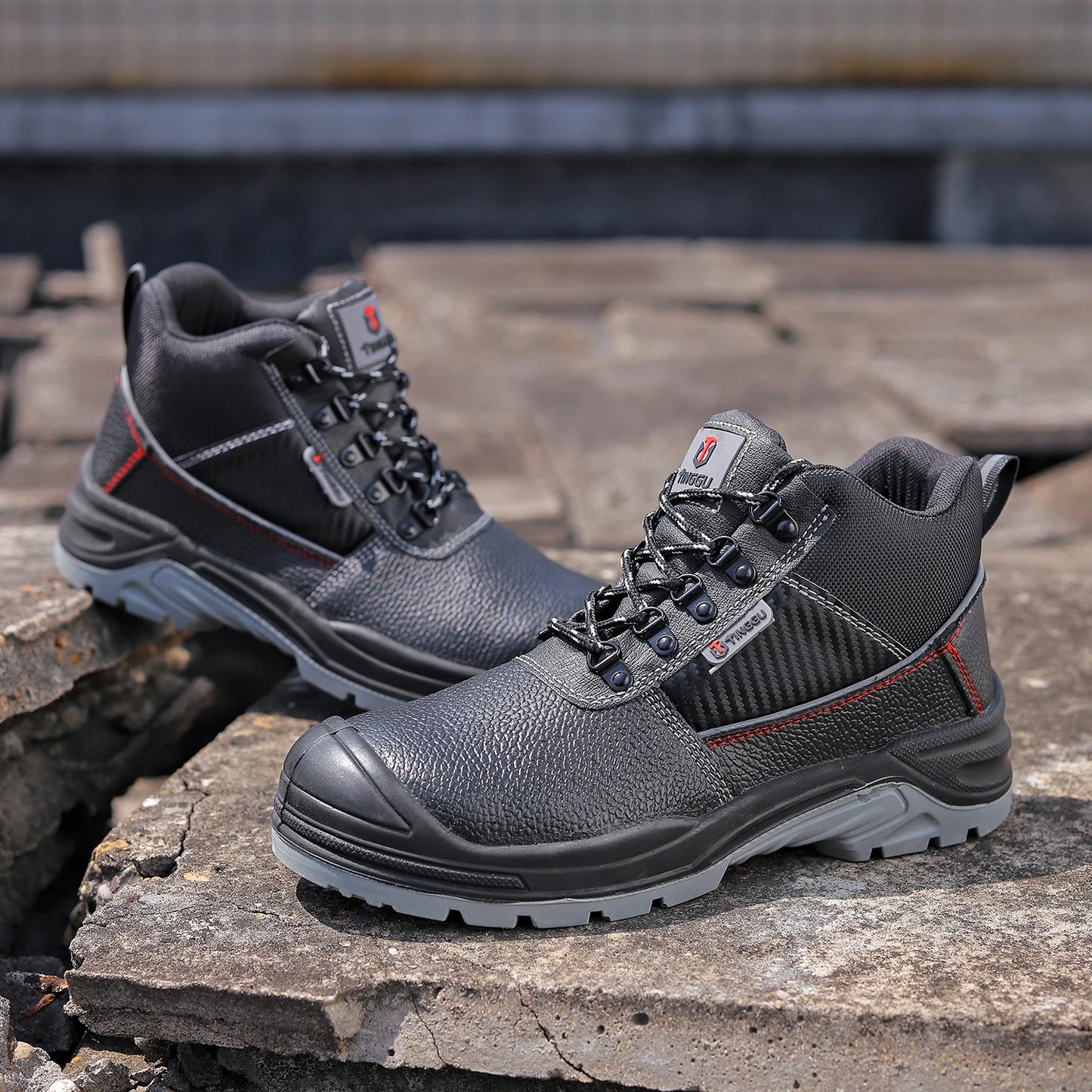 Steel Toe Shoes watperpoof work shoes Men Anti-puncture/Steel Toe Non Slip Work Outdoor Male Boots