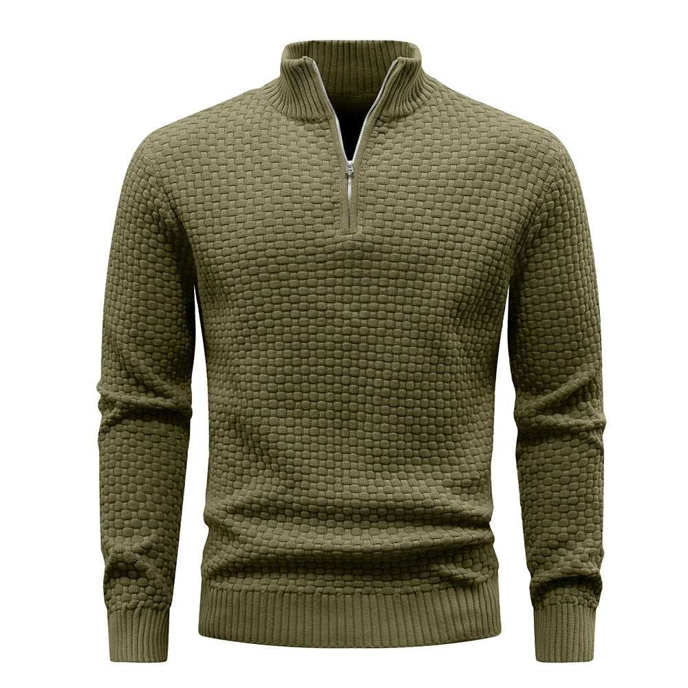 Men's Sweater Spring Outer Wear Quarter Zip Sweaters Polo Zip Pullover/Cable Knit Mock Neck Turtleneck Top US Size