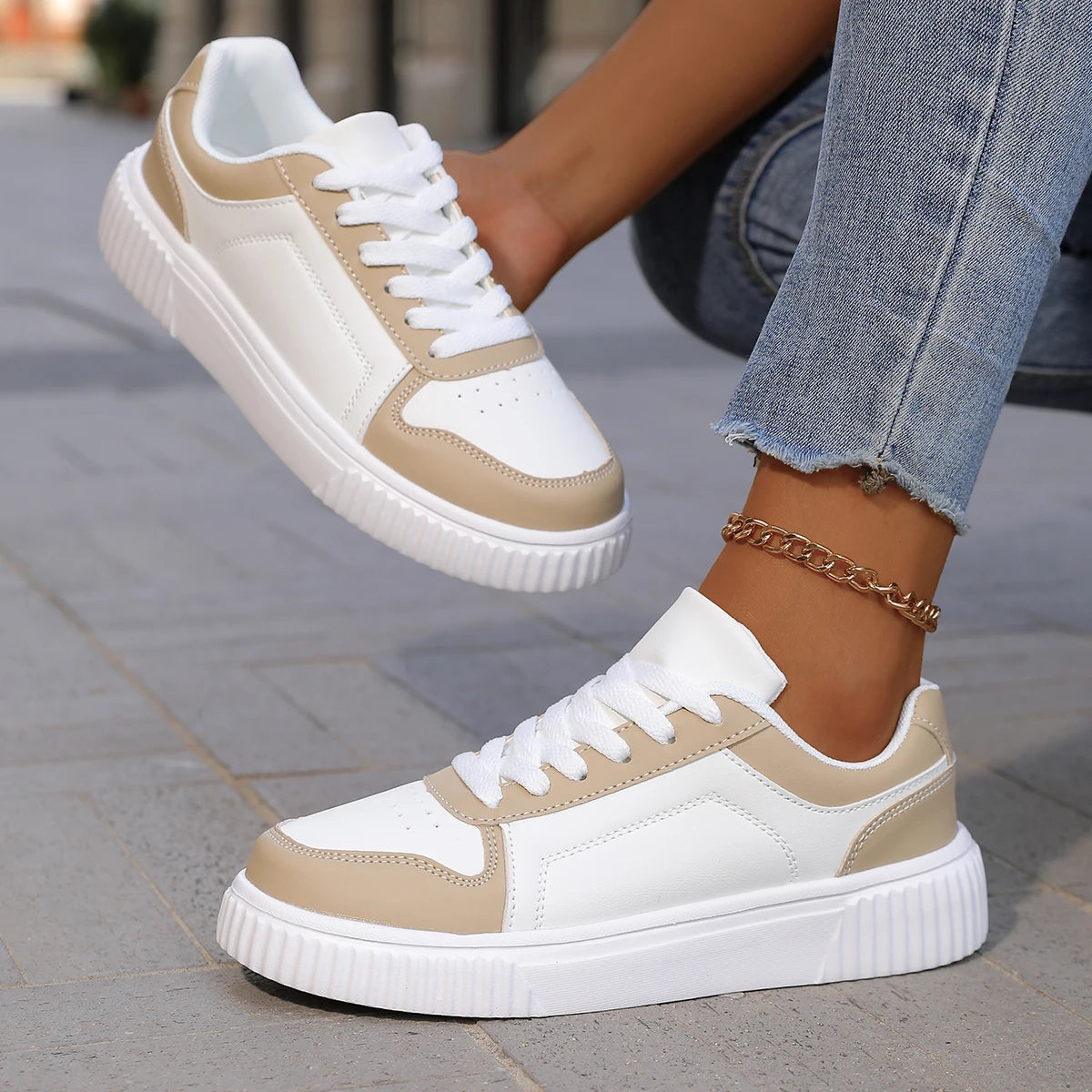 YRZL Women's Sneakers Autumn White Shoes Lightweight Thick Sole/Non Slip Shoes Casual Sports Shoes for women