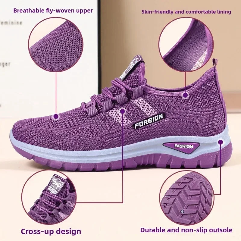 Spring Fashion Women's Shoes High quality Anti slip and Wear resistant/Sports Shoes Mesh Breathable Walking Shoes Designer