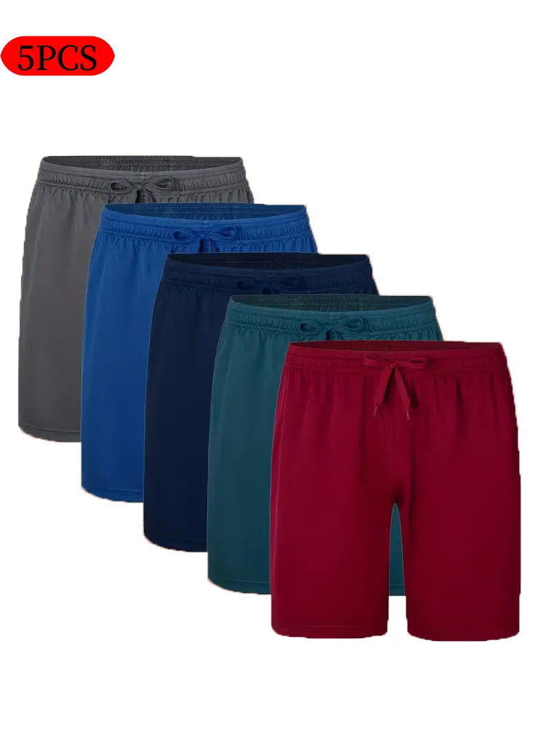 5-piece men's casual shorts with drawstring waistband/breathable fabric, available in multiple colors ideal choice for summer