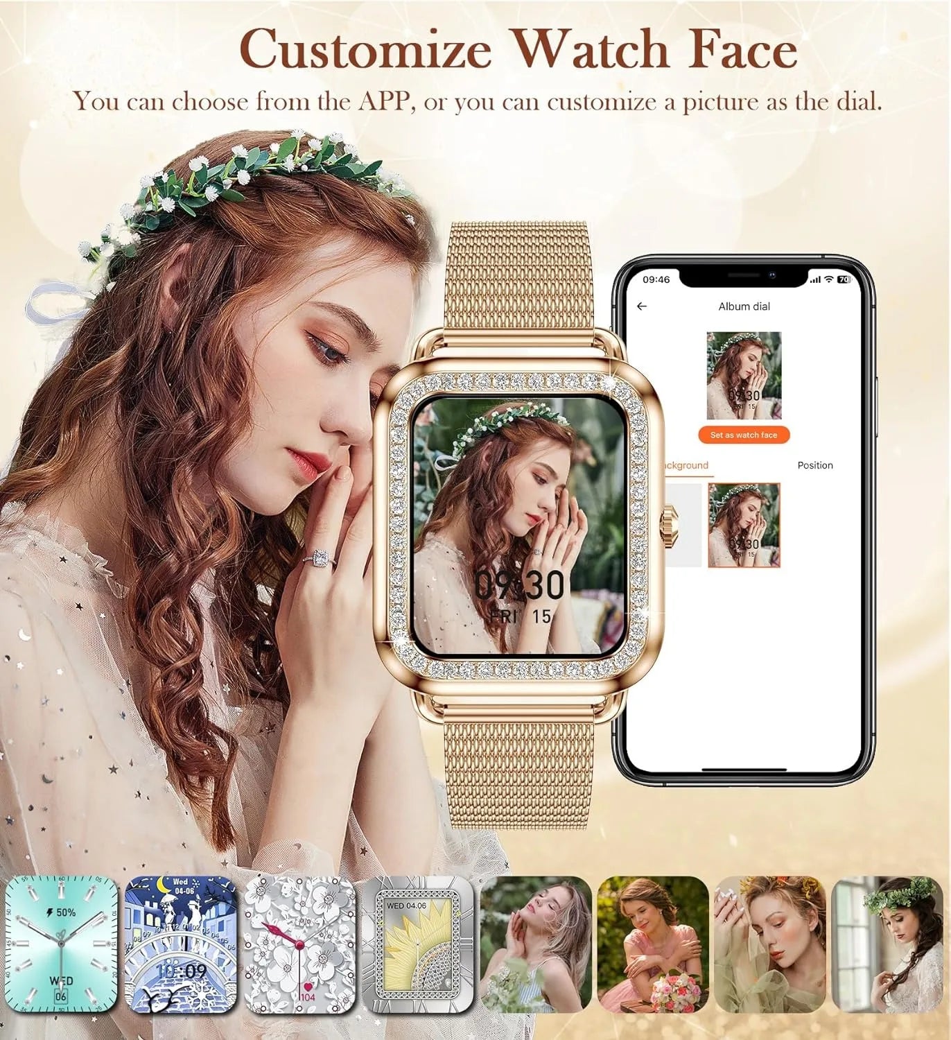 Women's Fashion Wearable Smartwatch (answer/dial)/For Android And IPhone Fitness Watch AI Voice Function