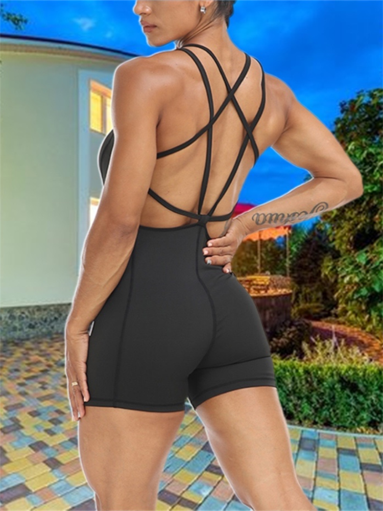 Women Sports Jumpsuit Camouflage Sleeveless/Sexy Backless Fitness Tracksuit