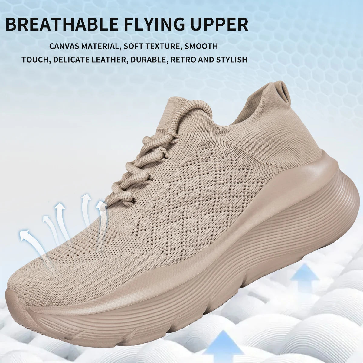 Women's Mesh Breathable Casual Sneakers Lace-up Vulcanized Shoes/Ladies Platform Sneakers Female Shoes Loafers Plus Size