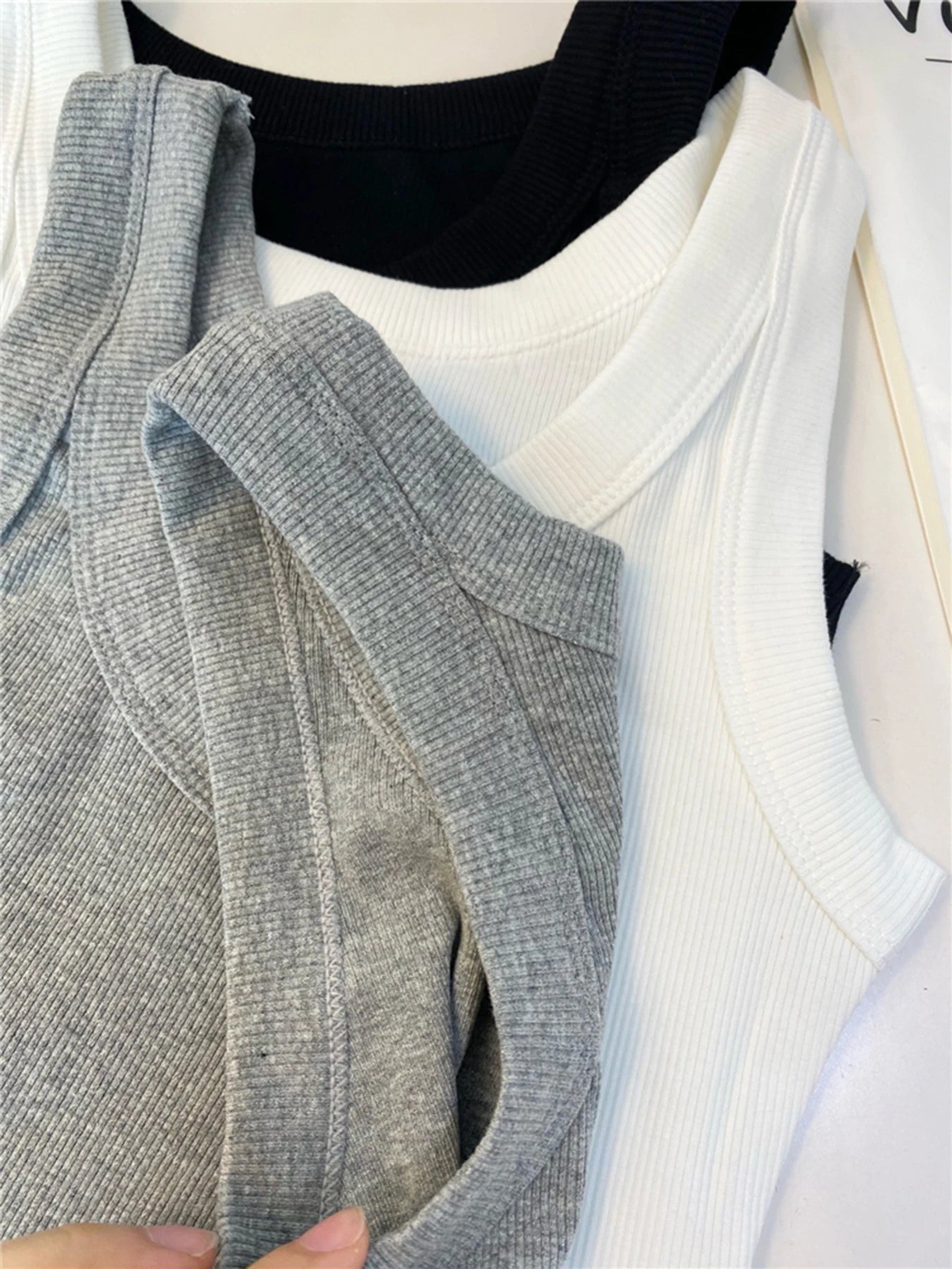 3PCS Set Cotton Camisole Vest Paired Summer Slim Fit Clothing/Simple Versatile Basic Top Breathable Women's Korean Style Tops