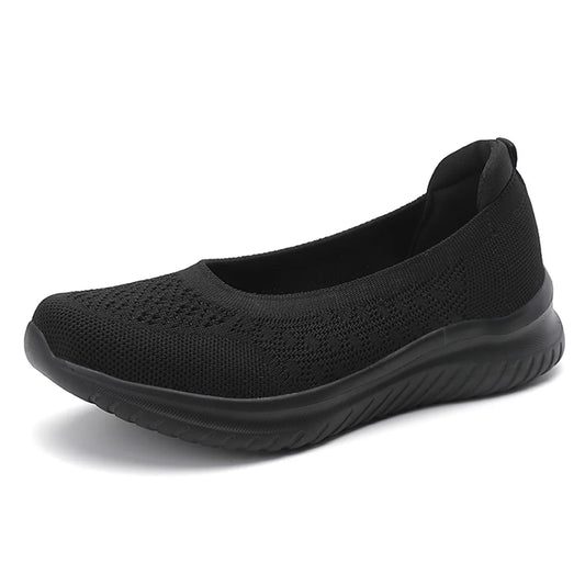 Women Knit Sneakers Slip On Flat Shoes Lightweight Loafers/Walking Sneakers Nursing Flats for Indoor Outdoor