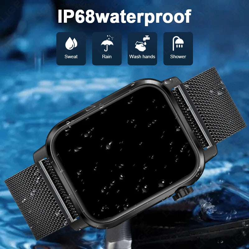LIGE New Smart Watch 1.85''HD Screen Men Watches 3D Dial Bluetooth Call/Sport Fitness Tracker Men Smartwatch With LED Flashlight