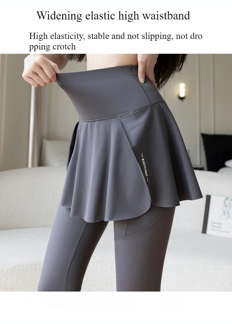 Women Fake Two Pieces Leggings Seamless Fitness Leggings High Waist/with Pocket Elastic Slim Fashion Hip Lifting Yoga Pants