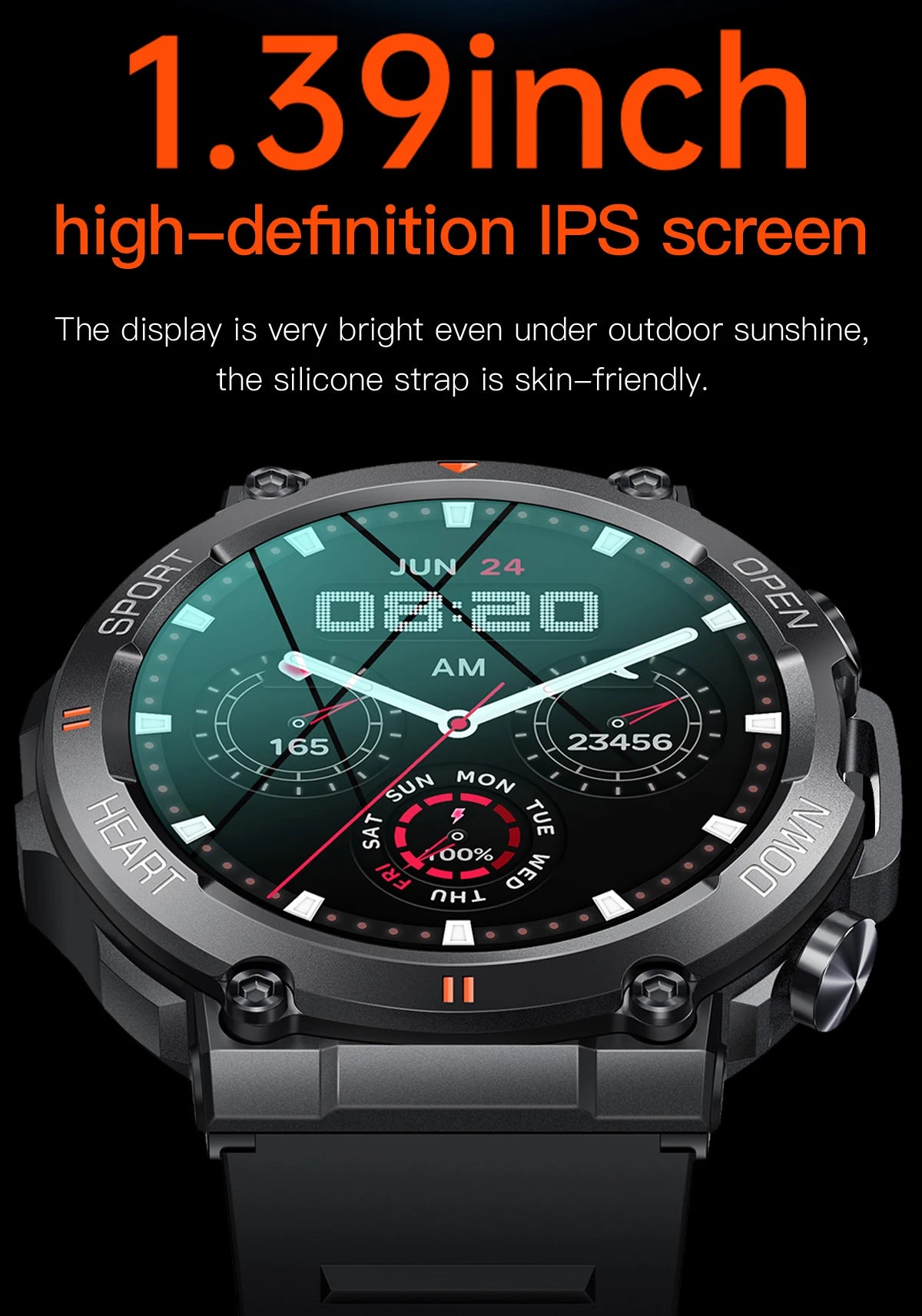 SENBONO Men's Smart Watch Big Screen Bluetooth Call 400mAh Military/Outdoor Sports Fitness Tracker Smartwatch Men Women K56