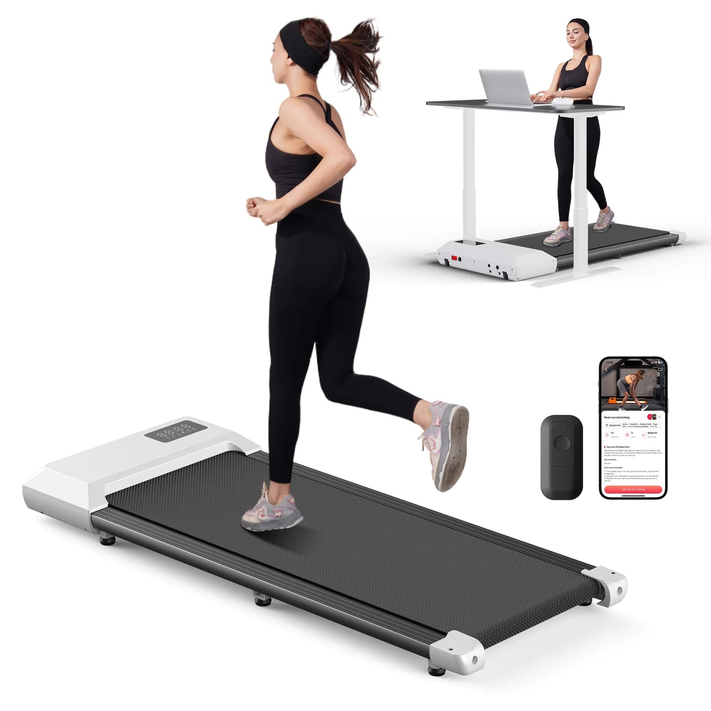 300lbs Treadmill for Home 2.5HP Treadmills Walking Pad/LCD Digital Data Display 2in1 Walking Running Fitness Exercise Machine