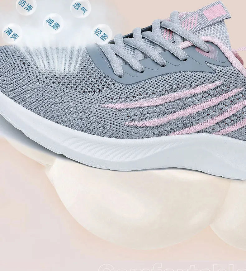 Women's Lightweight Running Shoes Summer Breathable Lace-Up/Gym Walking Training  Cushioned Sole Non Slip Fatigue Relief Casual