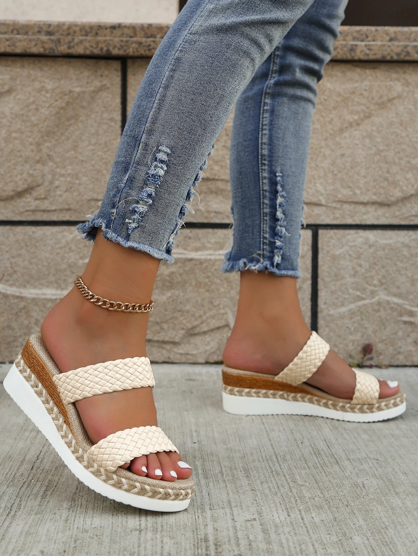 Thick sole wedge sandals summer new style knitted sandals fashionable/thick sole waterproof platform sandals for women
