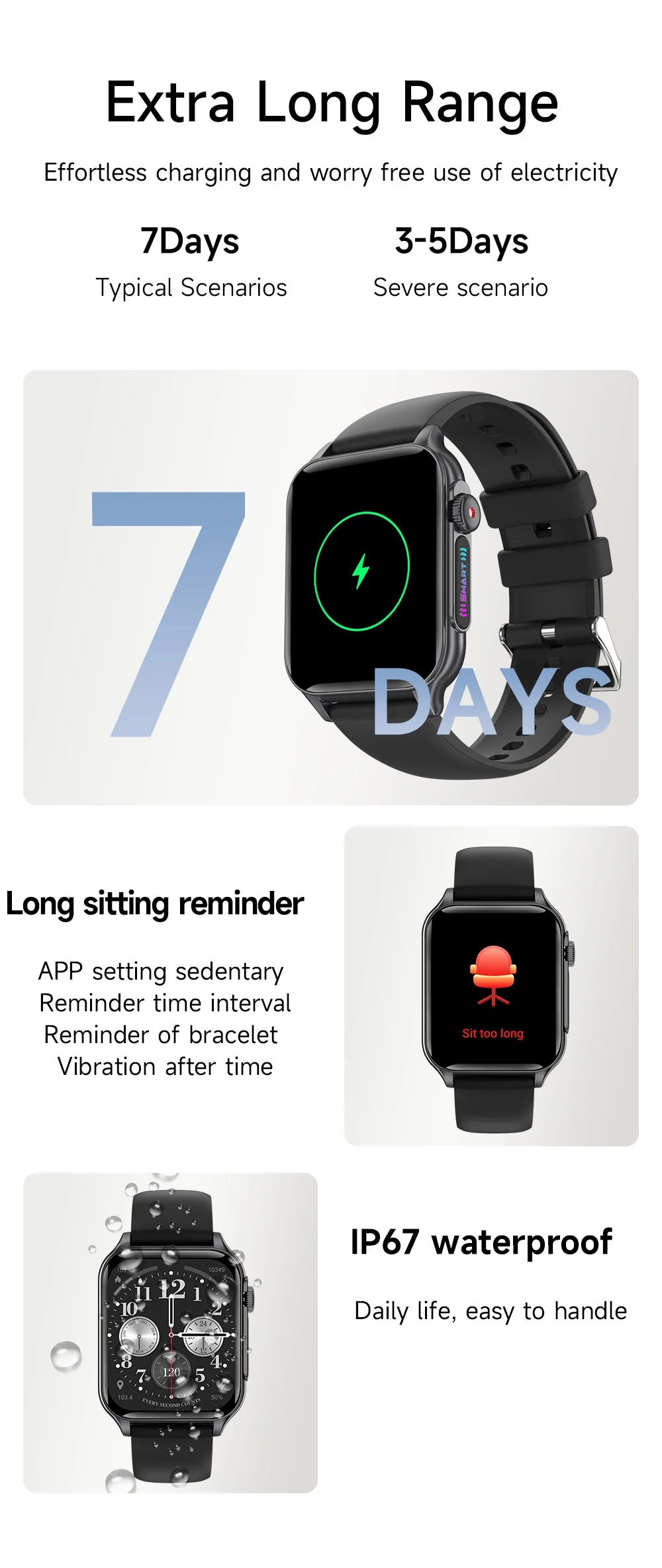 AOLON P6 1.96'' Amoled Smartwatch Men Health Monitoring IP68 Waterproof/BT5.4 Voice Calling Smart Watch Women