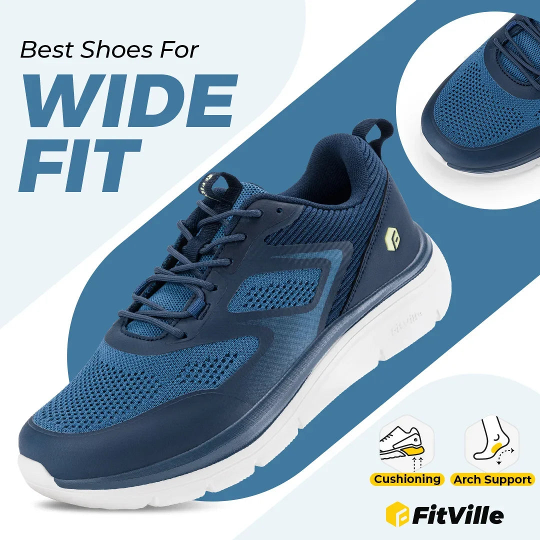 Men's Running Shoes Wide Toe 2E Lightweight Non-Slip Walking/Sport Shoe Cushioning Slip-On Comfortable Breathable Sneakers