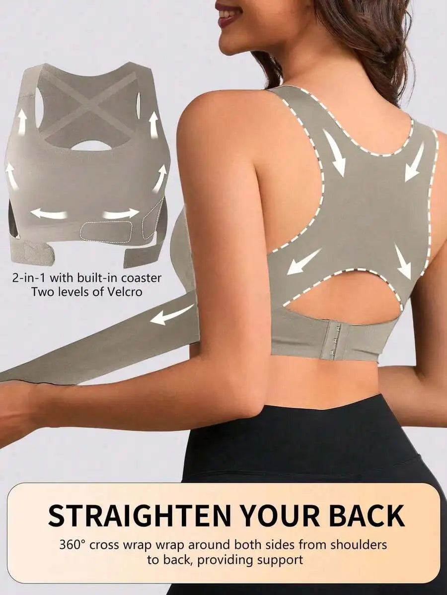 1pc 4-Season Posture Corrector & Lift Bra Front Closure Seamless/3-In-1 Sports Bra With Removable Pads Casual Outerwear Vest