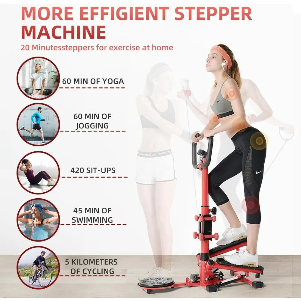 Steppers for Exercise Stair Stepper Walkout Multi-Function/Fitness Machine with Handlebar Resistance Bands