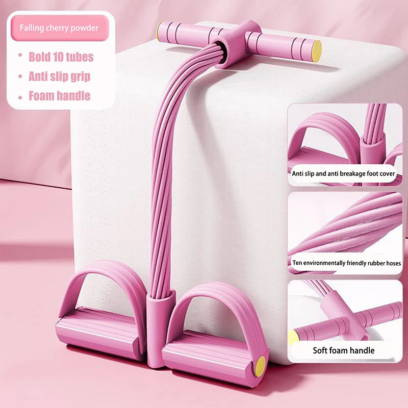 10-Tube Yoga Pedal Puller Woman Resistance Bands Abdomen/Waist Arm Training Elastic Pull Rope Fitness Equipment