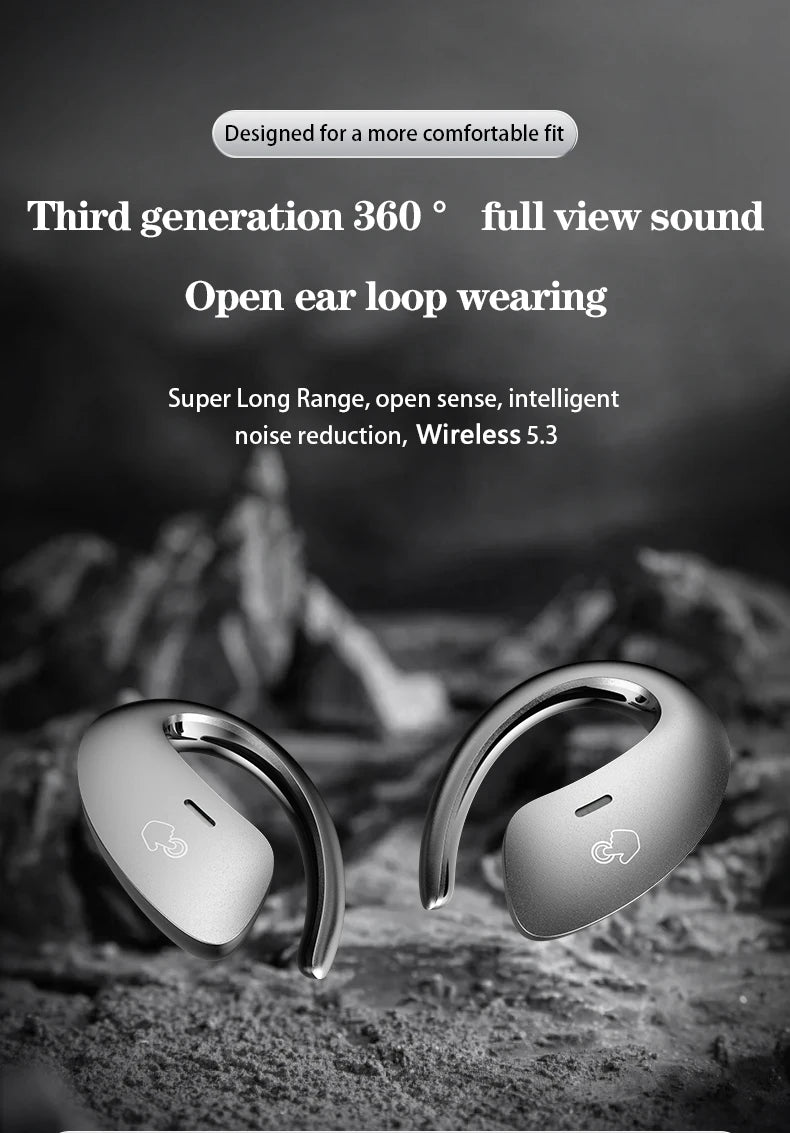 Open Ear Bluetooth Headphones 30 Hours Playtime/True Wireless Earbuds with Ear Hook Air Conduction Clear Calls Waterproof
