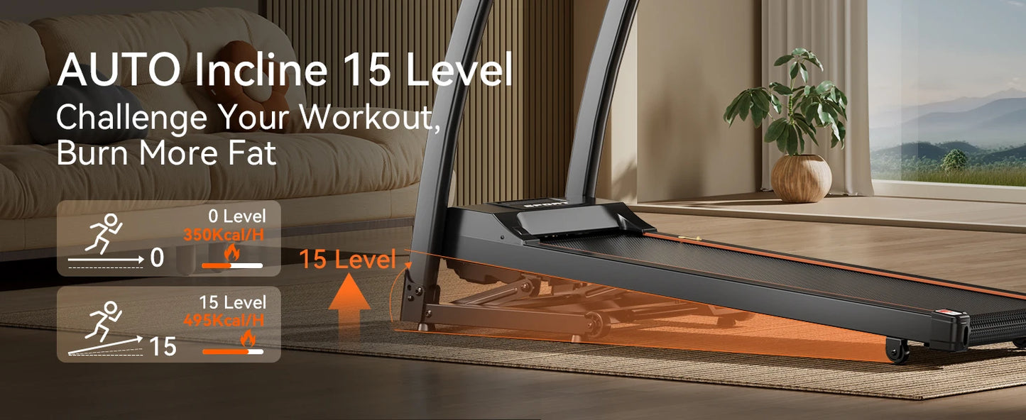 Treadmill for Home, 3.0 HP Treadmill with Incline/Heart Rate Sensors Digital Display for Walking Running and Indoor Fitness