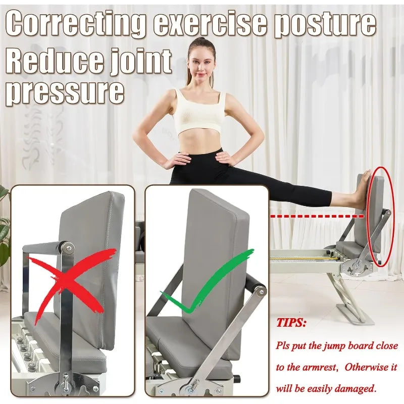 Pilates Reformer Foldable Pilates Reformer Home Gym Equipment/Core Pilates Bed for Home Workouts with Dual Resistance