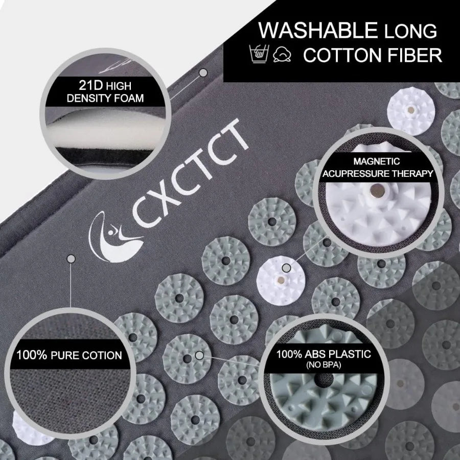 Extra Long Yoga Acupressure Mat Set for Back and Neck Pain Relief/Large Magnetic Acupressure Body Mat with Pillow